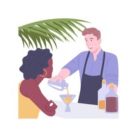 Chatting with bartender isolated cartoon vector illustrations