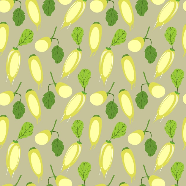 Chayote flat design seamless pattern Vector illustration of art Vintage background Kitchen and restaurant design for fabrics paper