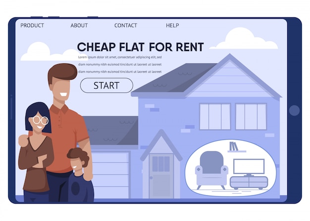 Vector cheap rent  for low-wage family landing page