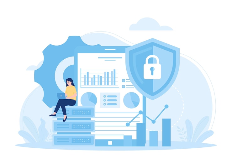 Vector check analyst data security trending concept flat illustration