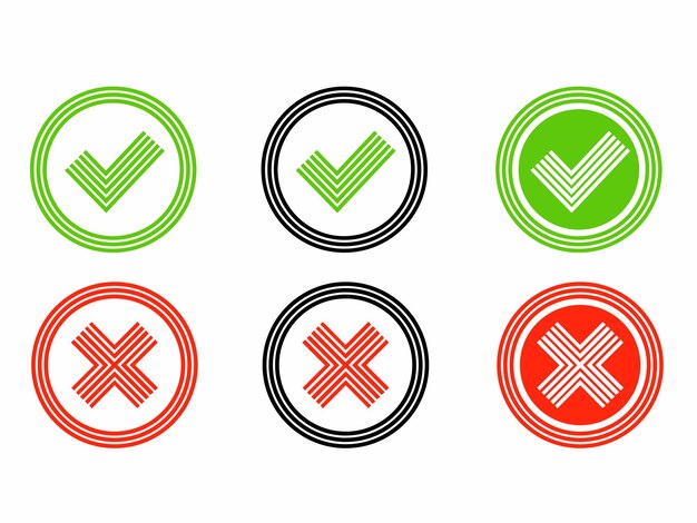 Check and cross icon set vector image