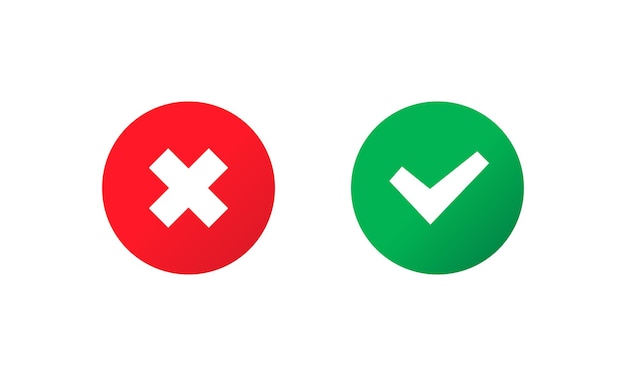 Check and cross mark icon. Approve or deny concept. For apps and websites. Vector EPS 10. Isolated on white background.