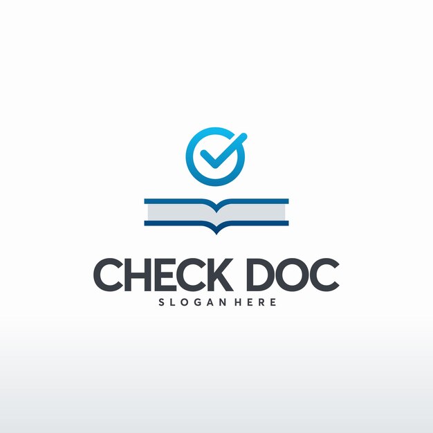 Verifica il logo del documento progetta il vettore concettuale, il modello del logo data checker, l'icona del logo education