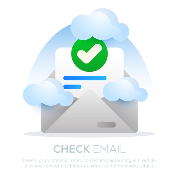 Vector check email illustration design for mobile app or website design