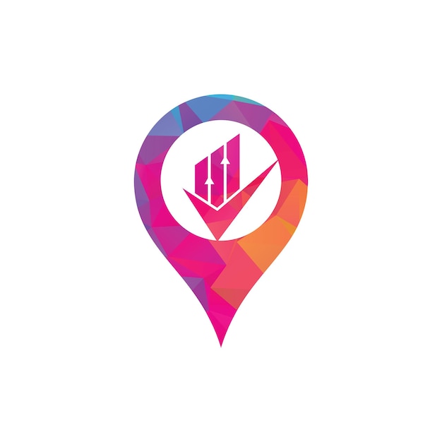 Check finance map pin shape logo icon vector Mark chart and graph logo