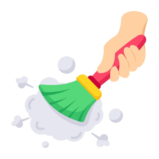 Check flat icon of broom cleaning