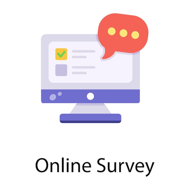 Vector check the flat icon of online survey