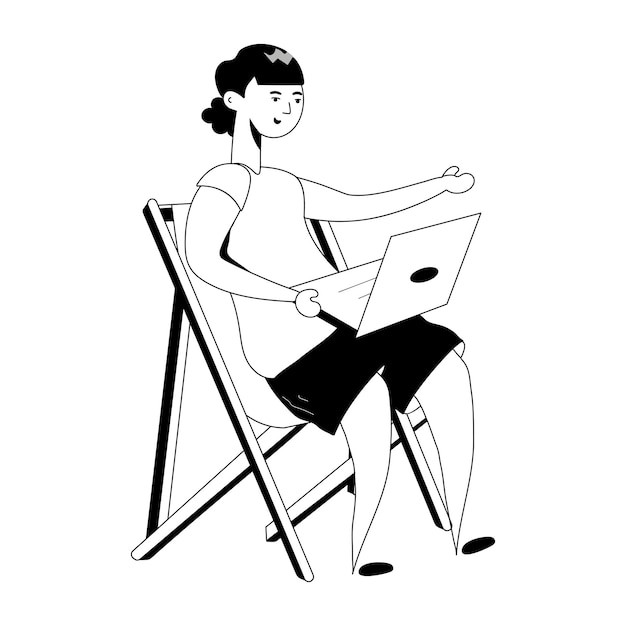 Vector check glyph illustration of remote worker
