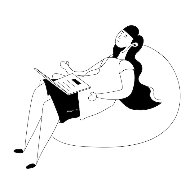 Check glyph illustration of remote worker