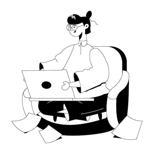 Check glyph illustration of remote worker