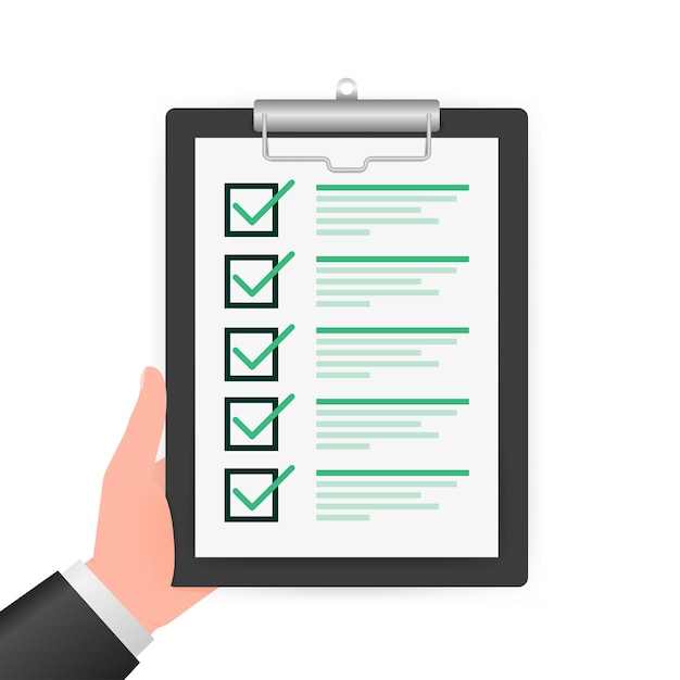 Check List tablet on white background. Ok sign. Vector illustration.