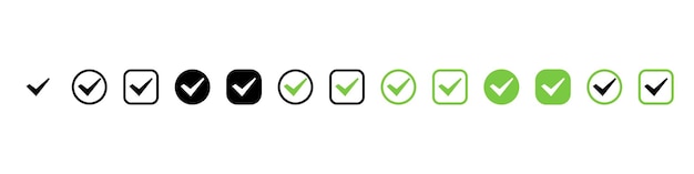 Check Mark Check Mark vector icon collection Check Marks CheckMarks black and green colors Tick