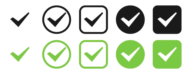 Check Mark Check Mark vector icon collection Check Marks CheckMarks black and green colors Tick