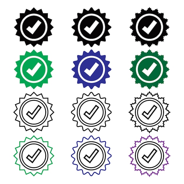 Check mark in circle start line glyph tick mark right symbol flat vector icon