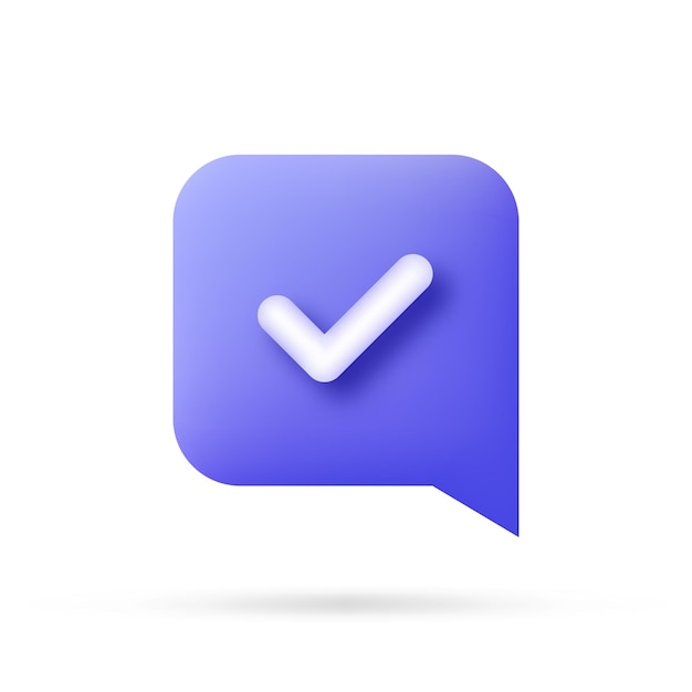 Check mark confirmation and approval icon Vector 3d illustration