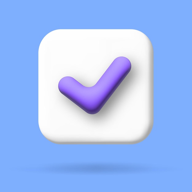 Check mark confirmation and approval icon Vector 3d illustration