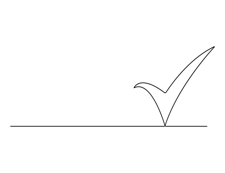 Vector check mark continuous one line drawing vector illustration premium vector