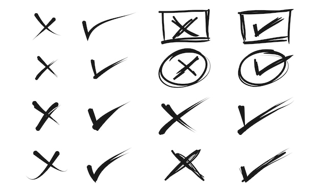 Check mark and cross icons Royalty Free Vector Image