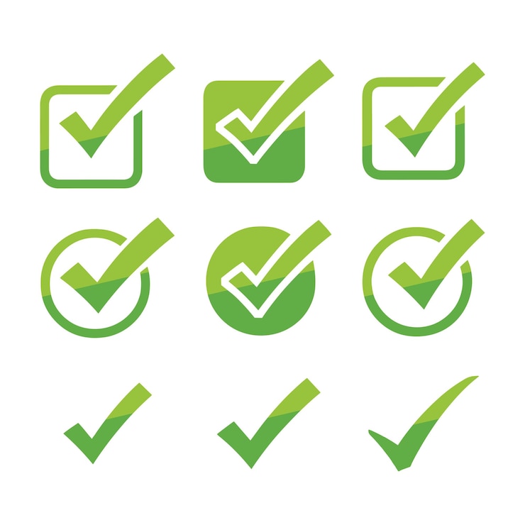 Vector check mark cross mark simple stroke icons