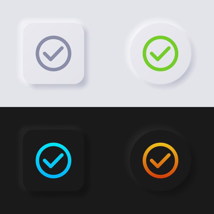 Premium Vector | Check mark icon set Multicolor neumorphism button soft ...