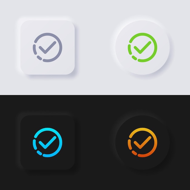 check mark icon set multicolor neumorphism button soft ui design for web design application ui and more button vector