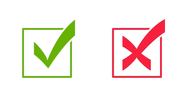 チェックマークアイコン緑のチェックマークと赤の十字