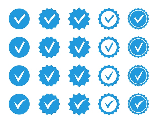 Icone dei segni di spunta icona dei segni di spunta per la verifica del profilo