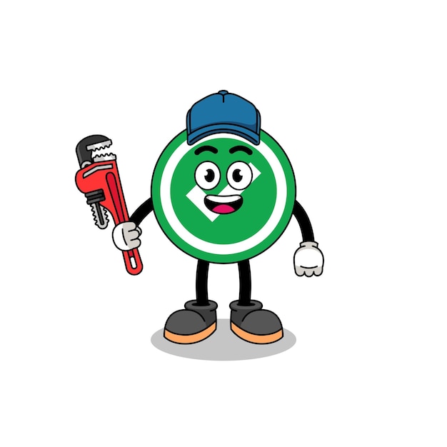 Check mark illustration cartoon as a plumber character design