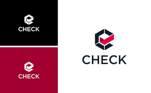 Check mark logo with letter C letter design template