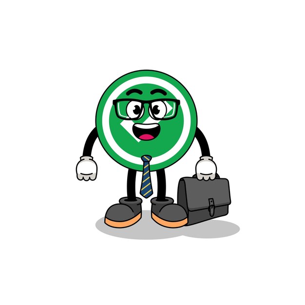 Check mark mascot as a businessman character design