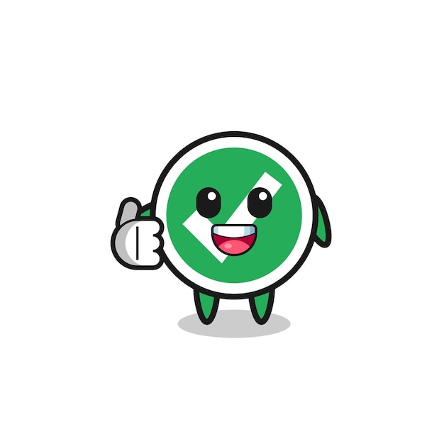 Check mark mascot doing thumbs up gesture