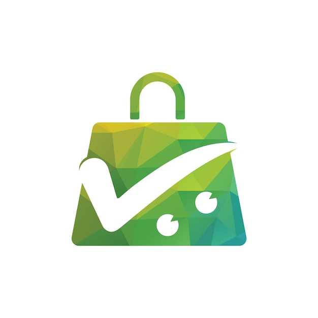 Check mark shopping bag logo. Shopping bag icon for online shop business logo.