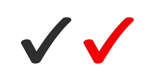 Check mark tick icon as correct positive vote answer or correct and accepted red and black checkmark