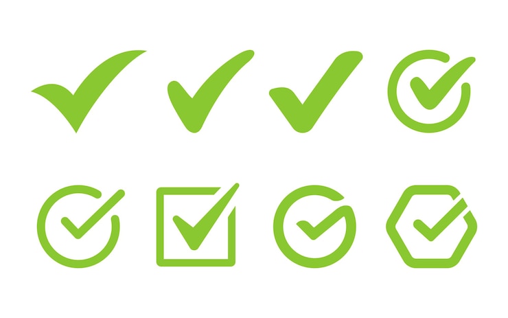 Vector check mark or tick icons button collection
