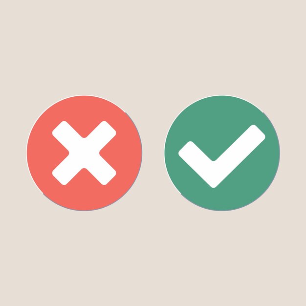 Check marks icon signs vector illustration set Yes or no right and wrong