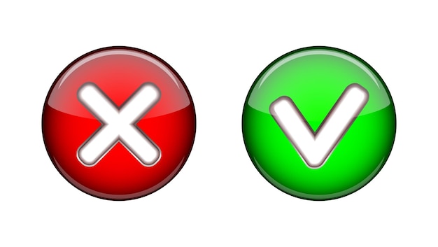 Check marks pros and cons green mark and red cross in checkbox