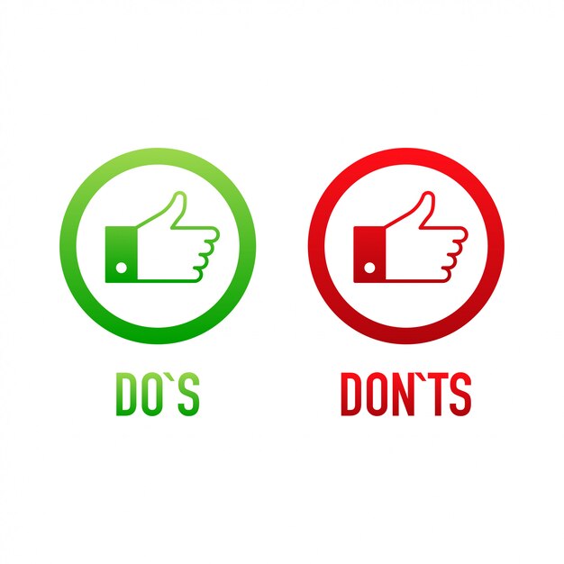 Check marks ui button with do's and dont's.