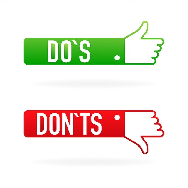 Check marks ui button with do's and dont's.