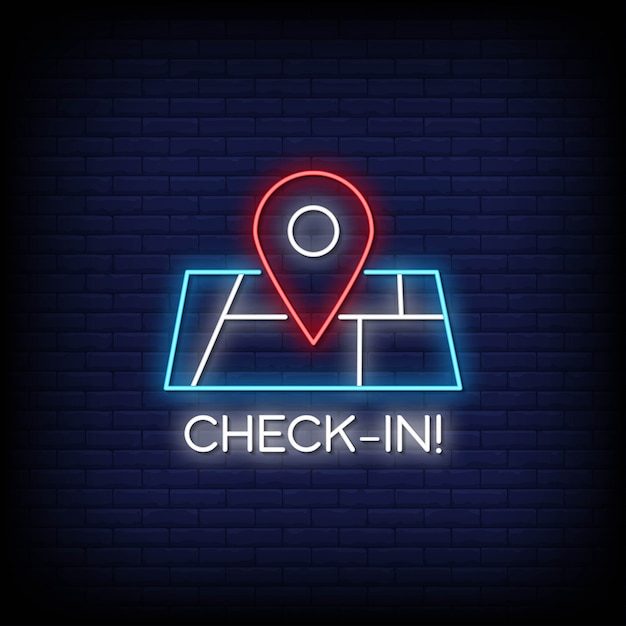 Vector check in neon signboard