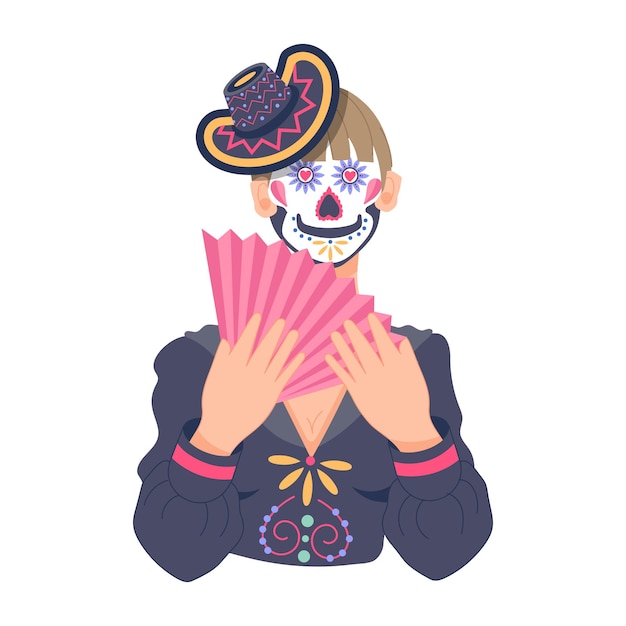 Check out catrina outfit flat character design