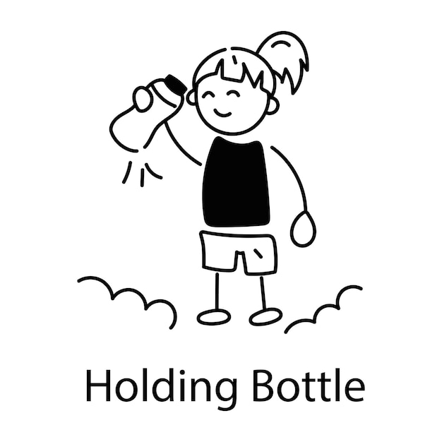 Check out doodle icon of kid holding bottle