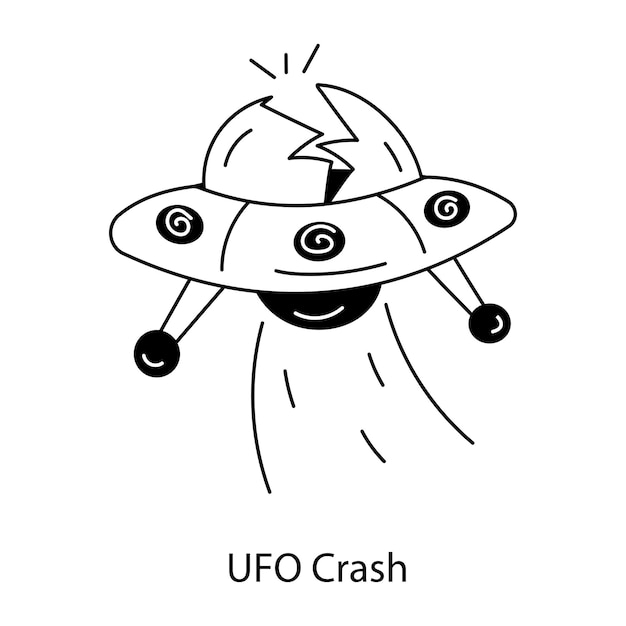 Vector check out doodle icon of ufo crash