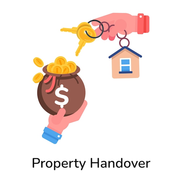 Vector check out flat icon of property handover