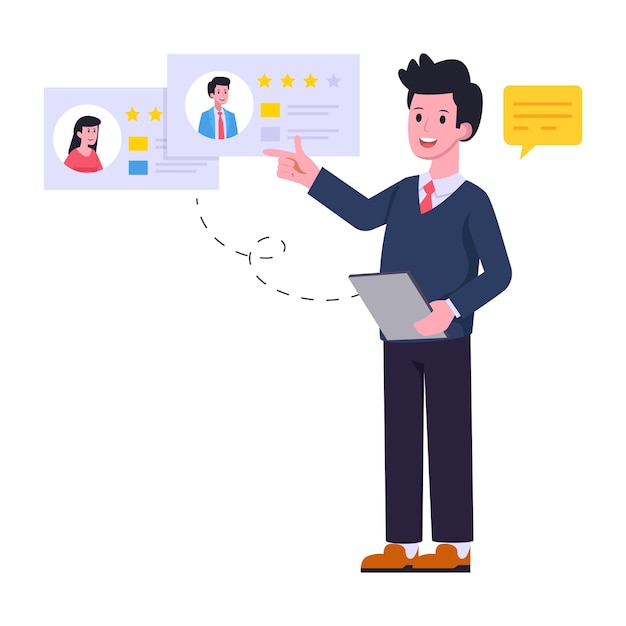 Check out flat illustration of candidate review