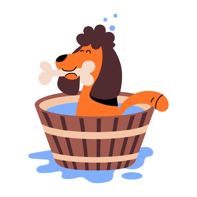 Check out flat illustration of dog tub