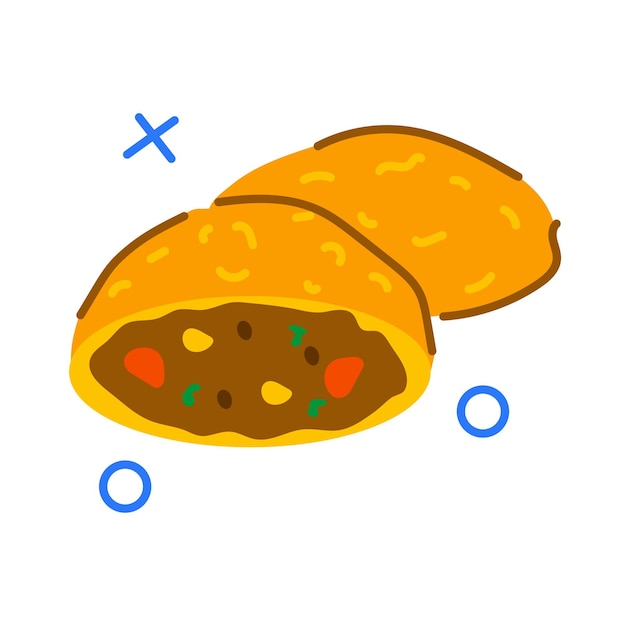 Vector check out flat sticker of curry bread