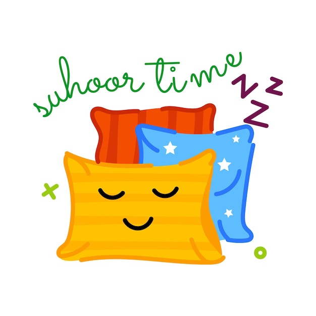 Vector check out flat sticker of sleeping pillows
