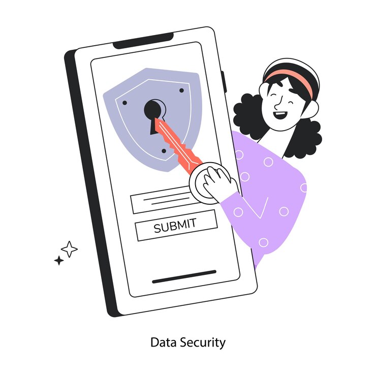 Vector check out linear mini illustration of data security