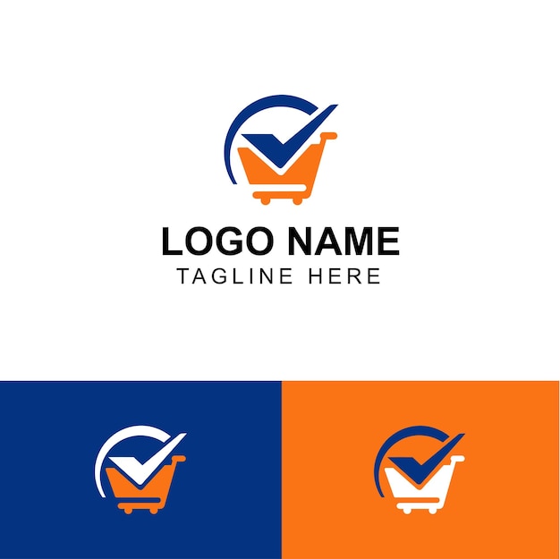 Check Out in Style with Our ECommerce Logo Featuring a Shopping Cart and Checkmark