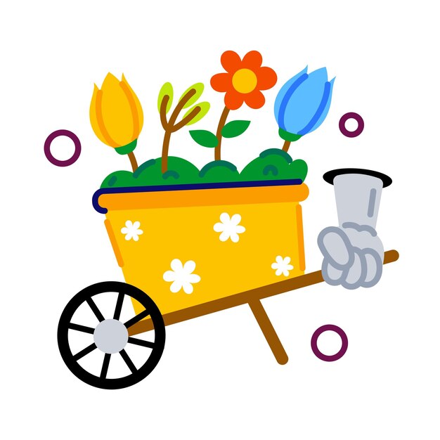 Vector check out this flat sticker of garden cart